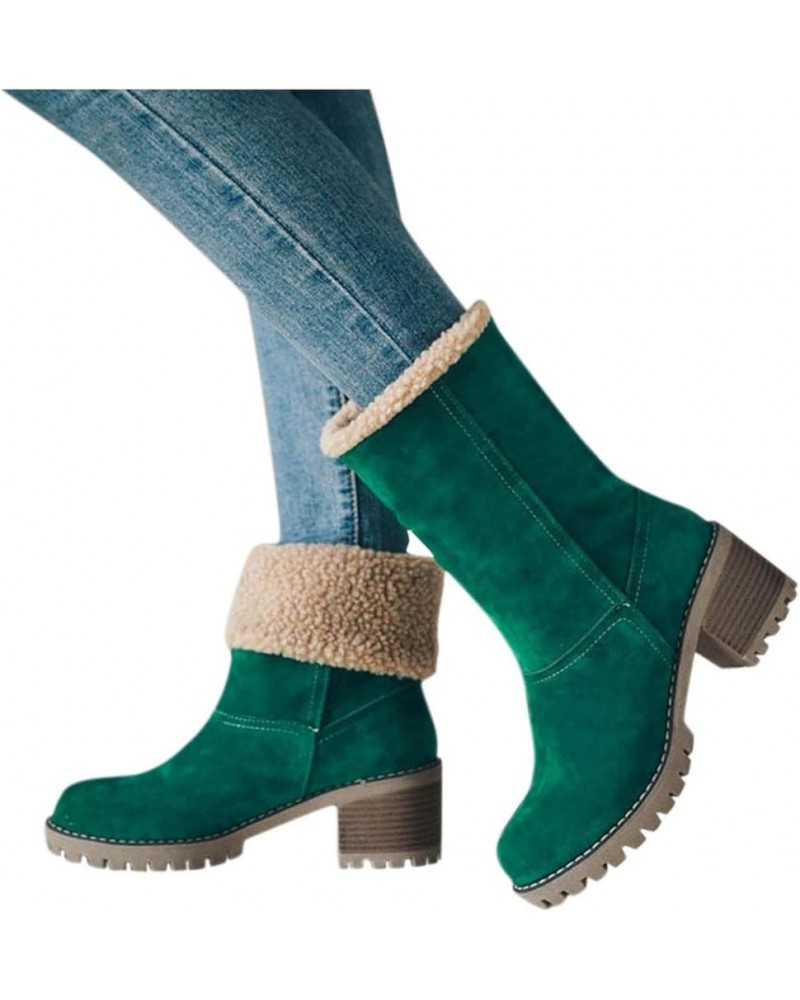 Boots For Women With Heel Warm Fur Lined Winter Snow Ankle Booties Suede Hidden Wedge Anti-Slip Winter Shoes Green $19.04 Out...