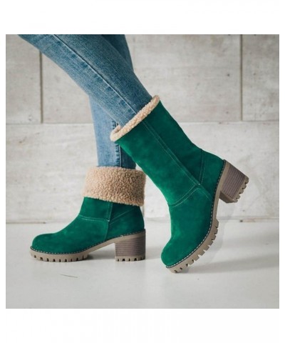 Boots For Women With Heel Warm Fur Lined Winter Snow Ankle Booties Suede Hidden Wedge Anti-Slip Winter Shoes Green $19.04 Out...