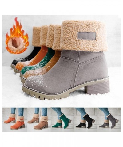 Boots For Women With Heel Warm Fur Lined Winter Snow Ankle Booties Suede Hidden Wedge Anti-Slip Winter Shoes Green $19.04 Out...