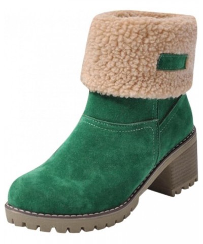 Boots For Women With Heel Warm Fur Lined Winter Snow Ankle Booties Suede Hidden Wedge Anti-Slip Winter Shoes Green $19.04 Out...