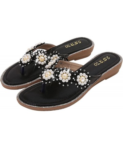 Women's Rhinestone Flip Flops Flip Flops Women's Summer Sandals Fashion Women's Sandals Jeweled Sandals for Women (Gold, 8.5)...