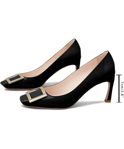 Women Metal Buckle Pumps Closed Squared Toe Slip On Chunky Kitten Low Heels Pumps Dress Casual Pumps for Women Office Work Sh...