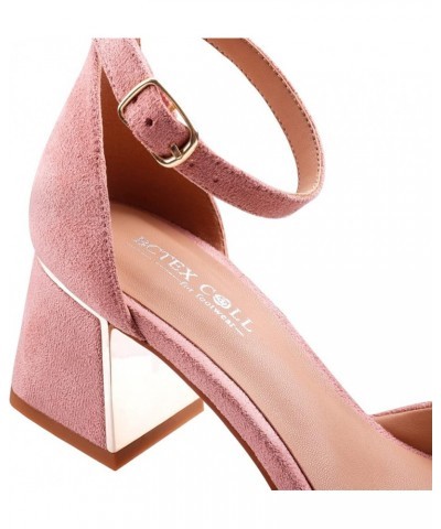 Womens Pointed Toe Pumps Shoes Ankle Strap Chunky Low Heels Metal Lined Sandals Designed for Women Pink $21.71 Sandals