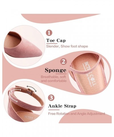 Womens Pointed Toe Pumps Shoes Ankle Strap Chunky Low Heels Metal Lined Sandals Designed for Women Pink $21.71 Sandals