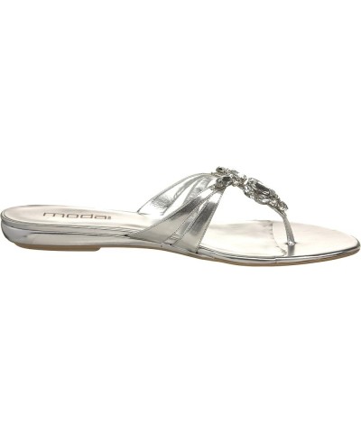 Women's Jem Thong Sandal Silver Metal Leather With Colored Stone $27.06 Sandals