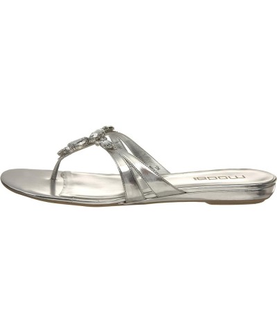 Women's Jem Thong Sandal Silver Metal Leather With Colored Stone $27.06 Sandals