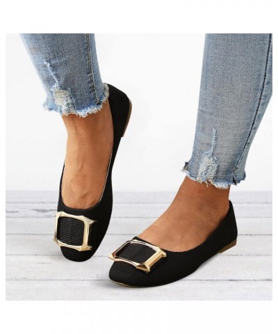 Women Square Buckle Flat Shoes Slip On Shallow Mouth Simple Single Shoes Casual Shoes Work Shoes Studded Sandals for Women Fl...