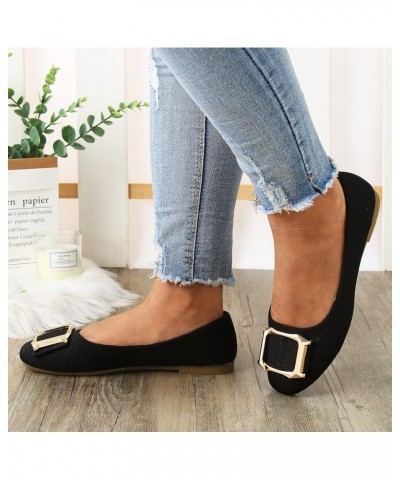 Women Square Buckle Flat Shoes Slip On Shallow Mouth Simple Single Shoes Casual Shoes Work Shoes Studded Sandals for Women Fl...