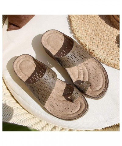 Wedge Flip Flops for Women Breathable Clip Toe Hollow Strap Retro Slides Shoes Fashion Summer Beach Walking Comfortable Casua...