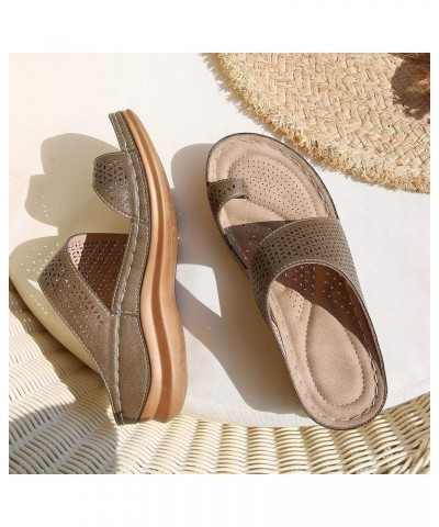 Wedge Flip Flops for Women Breathable Clip Toe Hollow Strap Retro Slides Shoes Fashion Summer Beach Walking Comfortable Casua...