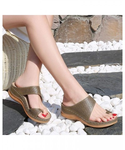 Wedge Flip Flops for Women Breathable Clip Toe Hollow Strap Retro Slides Shoes Fashion Summer Beach Walking Comfortable Casua...