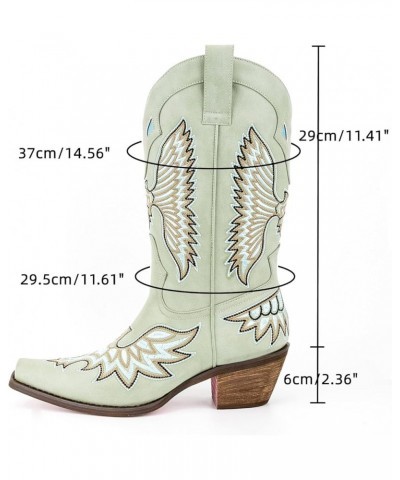 Women's Cowgirl Western Boots Cowboy Mid Calf Pull-on Pointed Snap Toe Embroidered Chunky Block Heel Retro Boots for Party We...