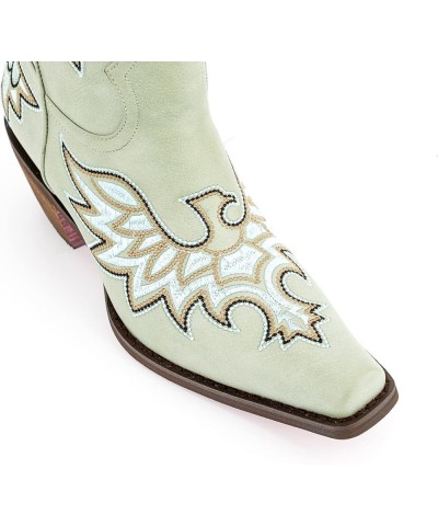 Women's Cowgirl Western Boots Cowboy Mid Calf Pull-on Pointed Snap Toe Embroidered Chunky Block Heel Retro Boots for Party We...