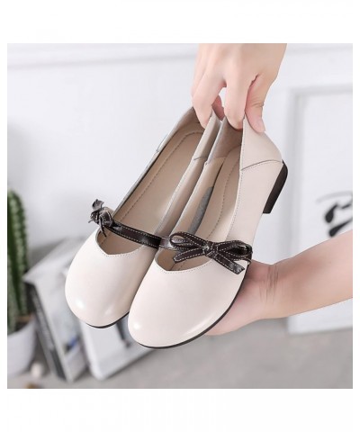 Women Slim Soft Leather Bowknot Round Toe Low Heel Elegant Ladies' Pump Shoes for Shopping Black $31.08 Pumps