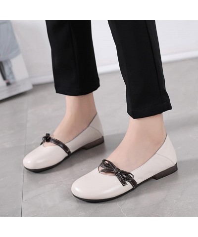 Women Slim Soft Leather Bowknot Round Toe Low Heel Elegant Ladies' Pump Shoes for Shopping Black $31.08 Pumps