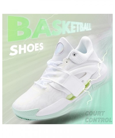 Men Women Basketball Shoes Breathable Non Slip Outdoor Fashion Sneakers White-5 $27.00 Athletic Shoes