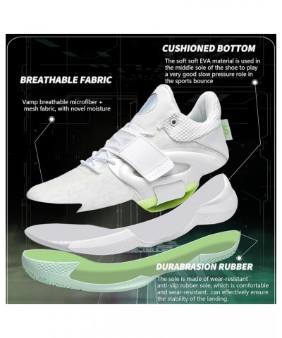 Men Women Basketball Shoes Breathable Non Slip Outdoor Fashion Sneakers White-5 $27.00 Athletic Shoes