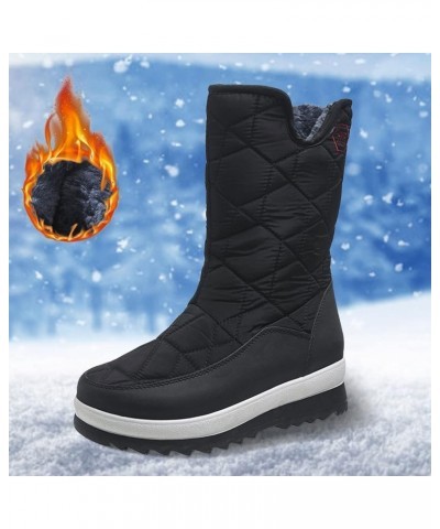 Women Snow Boots Thick Bottom Non Slip Thick Sole Plush Short Boots Zipper Warm And Woman Winter Boots Black $25.46 Boots