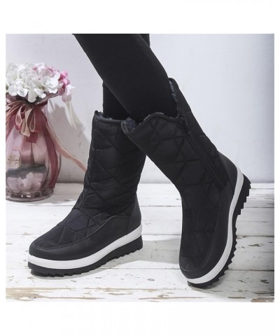 Women Snow Boots Thick Bottom Non Slip Thick Sole Plush Short Boots Zipper Warm And Woman Winter Boots Black $25.46 Boots