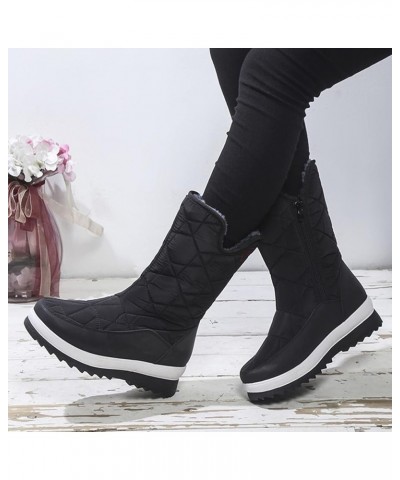 Women Snow Boots Thick Bottom Non Slip Thick Sole Plush Short Boots Zipper Warm And Woman Winter Boots Black $25.46 Boots