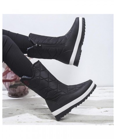 Women Snow Boots Thick Bottom Non Slip Thick Sole Plush Short Boots Zipper Warm And Woman Winter Boots Black $25.46 Boots