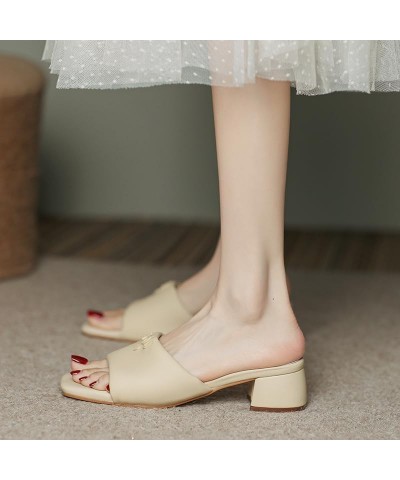 Women's Sexy Block Chunky Low Heeled Sandals Square Open Toe Single Strap Slip On Wedding Slide Sandal Yellow $25.19 Sandals