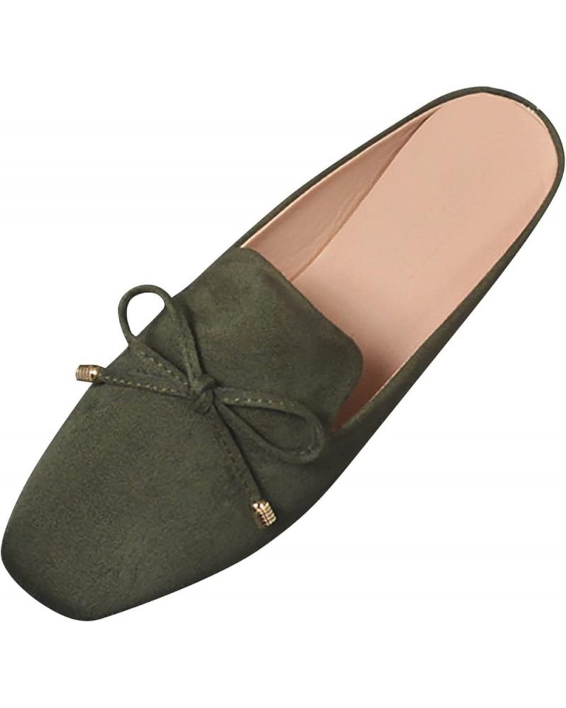 Women's New Suede Flat Shoes in Spring and Summer Bowknot Fashion Sandals Casual Shoes for Women Green $12.09 Sandals