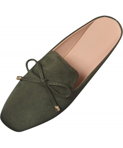 Women's New Suede Flat Shoes in Spring and Summer Bowknot Fashion Sandals Casual Shoes for Women Green $12.09 Sandals