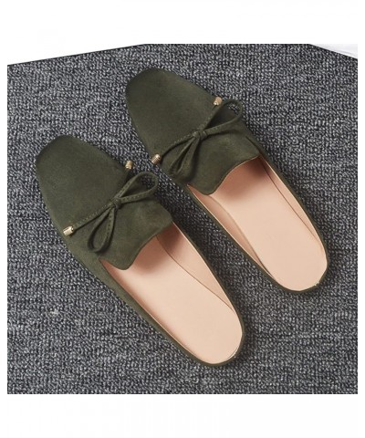 Women's New Suede Flat Shoes in Spring and Summer Bowknot Fashion Sandals Casual Shoes for Women Green $12.09 Sandals