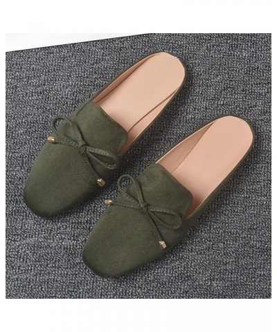 Women's New Suede Flat Shoes in Spring and Summer Bowknot Fashion Sandals Casual Shoes for Women Green $12.09 Sandals