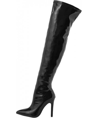 Over Knee High Boots Thick Sole Stilettos High Heels Dressy Boots Fashion Waterproof Leather High Top Boots Z3-black $41.64 B...