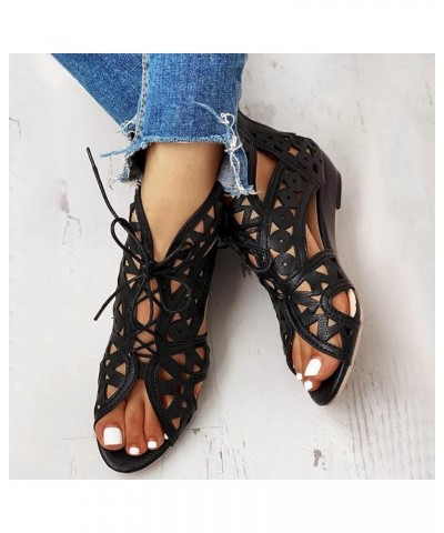 Sandals Women Shoes Womans Sandals Women Fashion Talon Flats For Women With Straps Wedge Summer Sandals For Women 2024 2-blac...