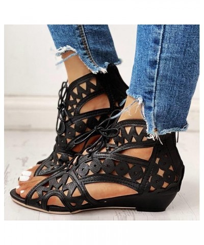 Sandals Women Shoes Womans Sandals Women Fashion Talon Flats For Women With Straps Wedge Summer Sandals For Women 2024 2-blac...