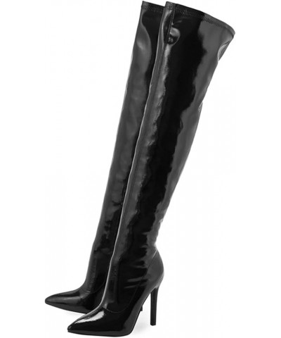 Over Knee High Boots Thick Sole Stilettos High Heels Dressy Boots Fashion Waterproof Leather High Top Boots Z3-black $41.64 B...