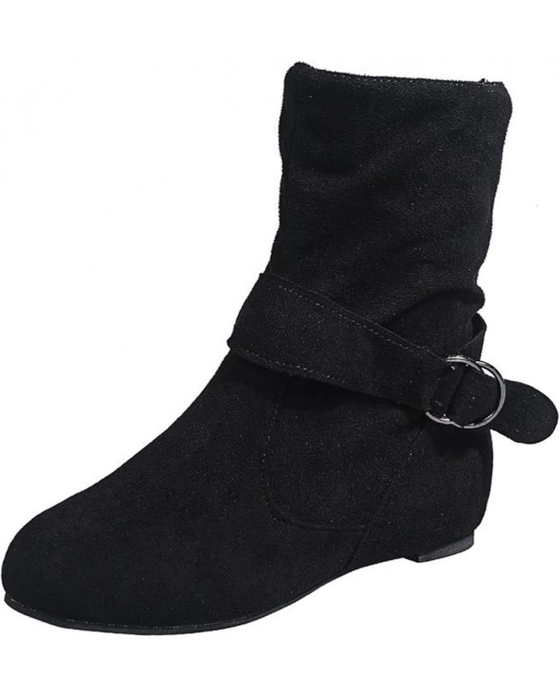 Womens Leather Ankle Boots Flat Black Suede Ankle Boots for Women Dressy Booties for Women Evening Booties Black Heel Cowboy ...