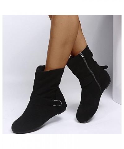 Womens Leather Ankle Boots Flat Black Suede Ankle Boots for Women Dressy Booties for Women Evening Booties Black Heel Cowboy ...