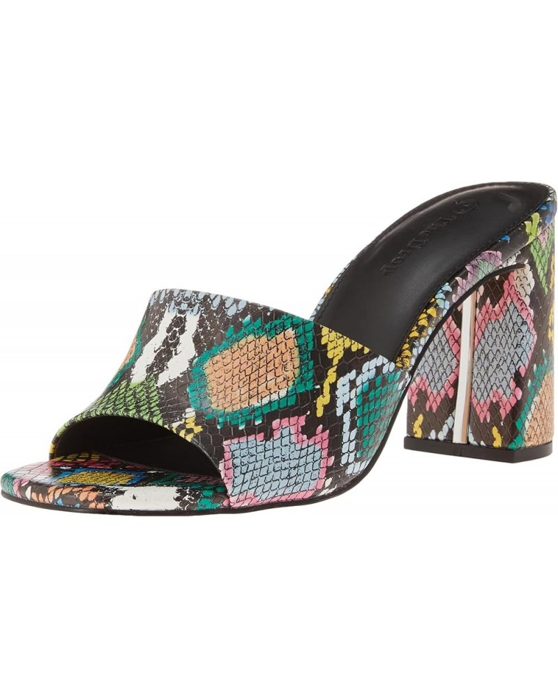 Women's Pattie High Block-Heeled Mule Sandal Multi Snake $29.35 Sandals