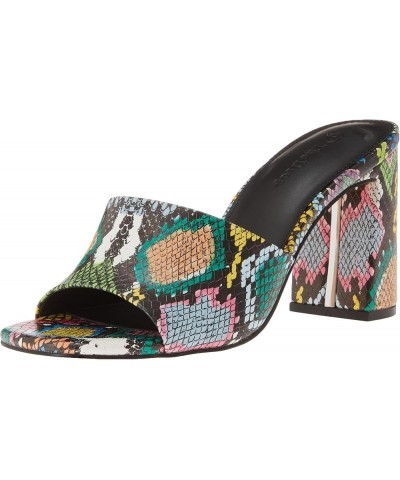 Women's Pattie High Block-Heeled Mule Sandal Multi Snake $29.35 Sandals