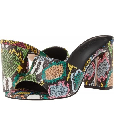 Women's Pattie High Block-Heeled Mule Sandal Multi Snake $29.35 Sandals