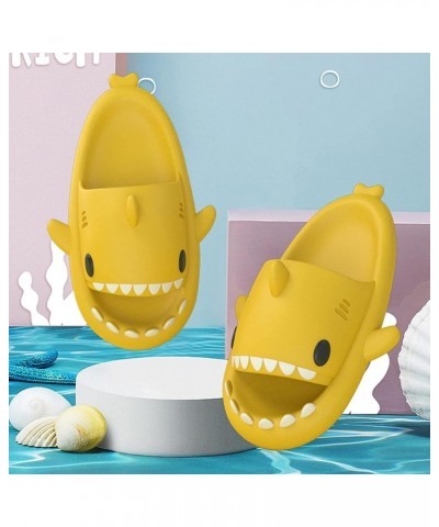 Womens Mens Shark Slippers, Cartoon Shark Bathroom Slippers Super Soft Cloud Sliders Non-Slip Quick Dry Shower Slippers-Orang...