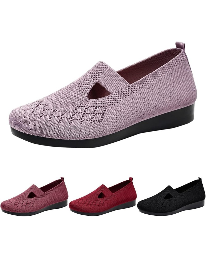 Women Flats Wide Width Red Flats for Women Slip On Bow Flat Shoes Womens Shoes Flats C-pink $17.77 Loafers & Slip-Ons