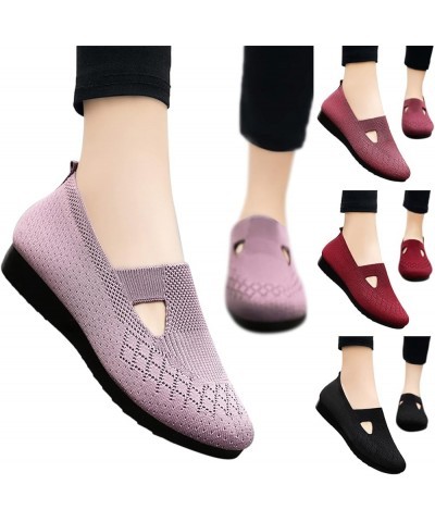 Women Flats Wide Width Red Flats for Women Slip On Bow Flat Shoes Womens Shoes Flats C-pink $17.77 Loafers & Slip-Ons