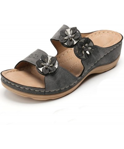 Women's Ankle Strap Buckle Chunky Heel Wedge Sandal Flip Flops Open Toe Dress Beach Sandal 59-lwvqg-b-grey $12.54 Fashion Sne...