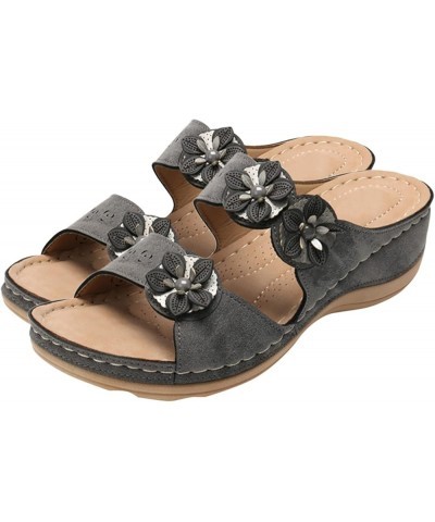 Women's Ankle Strap Buckle Chunky Heel Wedge Sandal Flip Flops Open Toe Dress Beach Sandal 59-lwvqg-b-grey $12.54 Fashion Sne...