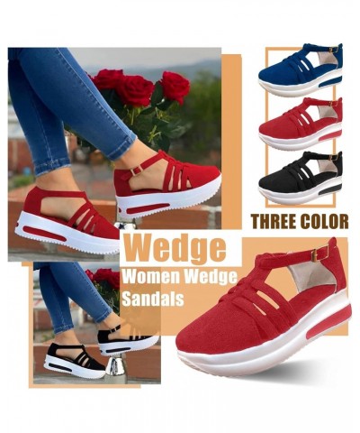 Sandals for Women Dressy Summer,Platform Closed-Toe Sandals Ankle Buckle Strap Summer Beach Outdoor Women Shoes Red $10.28 Sa...