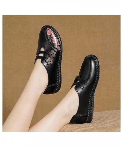 Women's Fashion Soft Leather Beef Tendon Soft Bottom Flat Heel Single Comfortable Slip on Shoes for Women Semi Black $15.68 B...