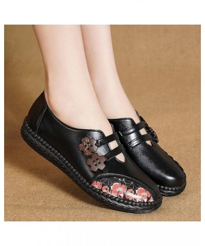 Women's Fashion Soft Leather Beef Tendon Soft Bottom Flat Heel Single Comfortable Slip on Shoes for Women Semi Black $15.68 B...