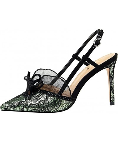 Women's Pumps 3135 Closed Toe 3.5'' Stiletto High Heel Lace Pumps Sandals Shoes Green $35.96 Pumps