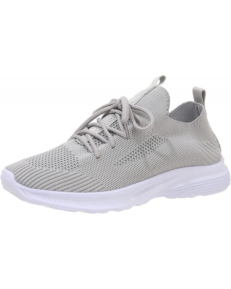 Fashion Spring and Summer Women Sports Shoes Flat Bottom Lightweight Flying Woven Mesh Sneaker Sandals for Grey $13.47 Athlet...