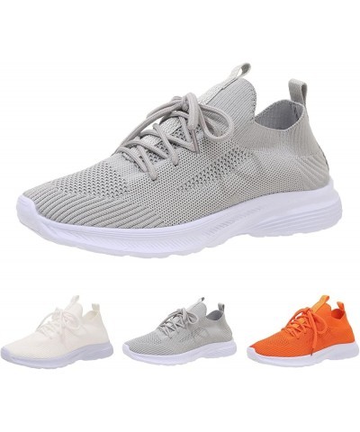 Fashion Spring and Summer Women Sports Shoes Flat Bottom Lightweight Flying Woven Mesh Sneaker Sandals for Grey $13.47 Athlet...